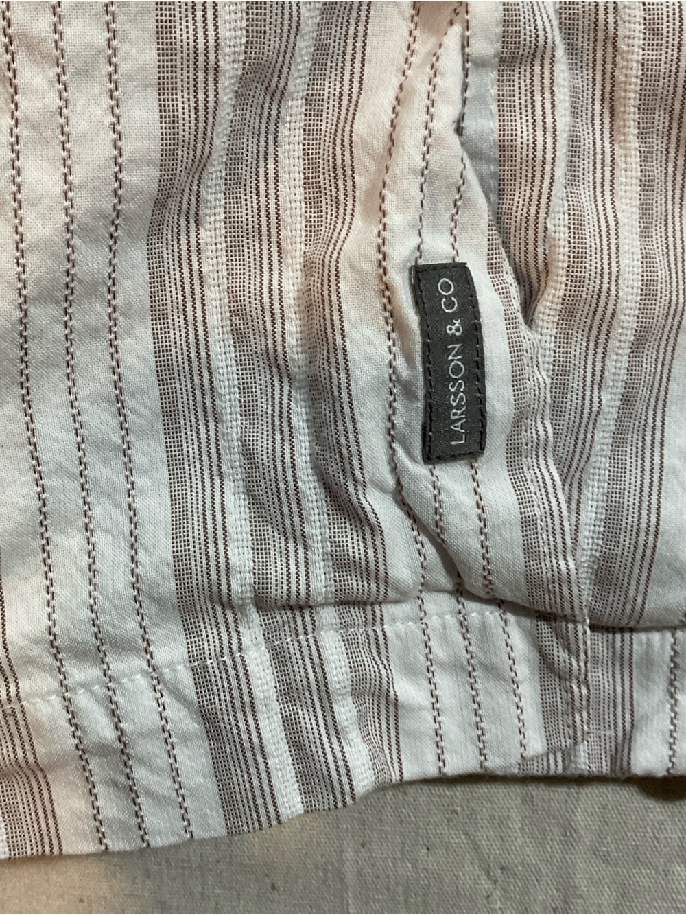 Men’s Light Beige Stripe Dress Shirt -Large A